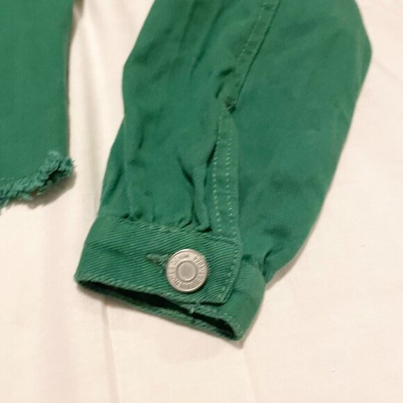 Bluenotes Crop Denim Jean Jacket Green Womens Size XS - Picture 4 of 16